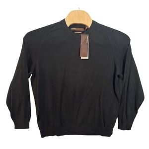 NWT Perry Ellis Mens XL Crewneck Sweater Black Bamboo Cotton Blend 48FG9030BW